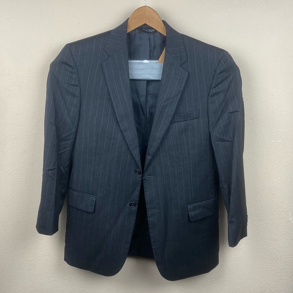 Jos.A.‎ Bank Men's Grey Pencil White Wool Blazer 41R